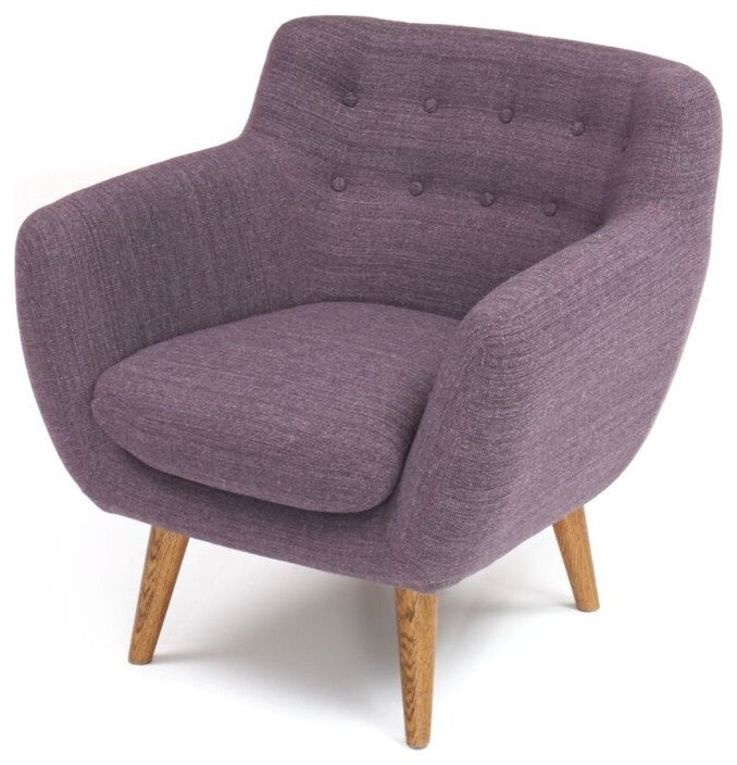 Rhodes Mid-Century Modern Tufted Arm Chair, Venga Purple