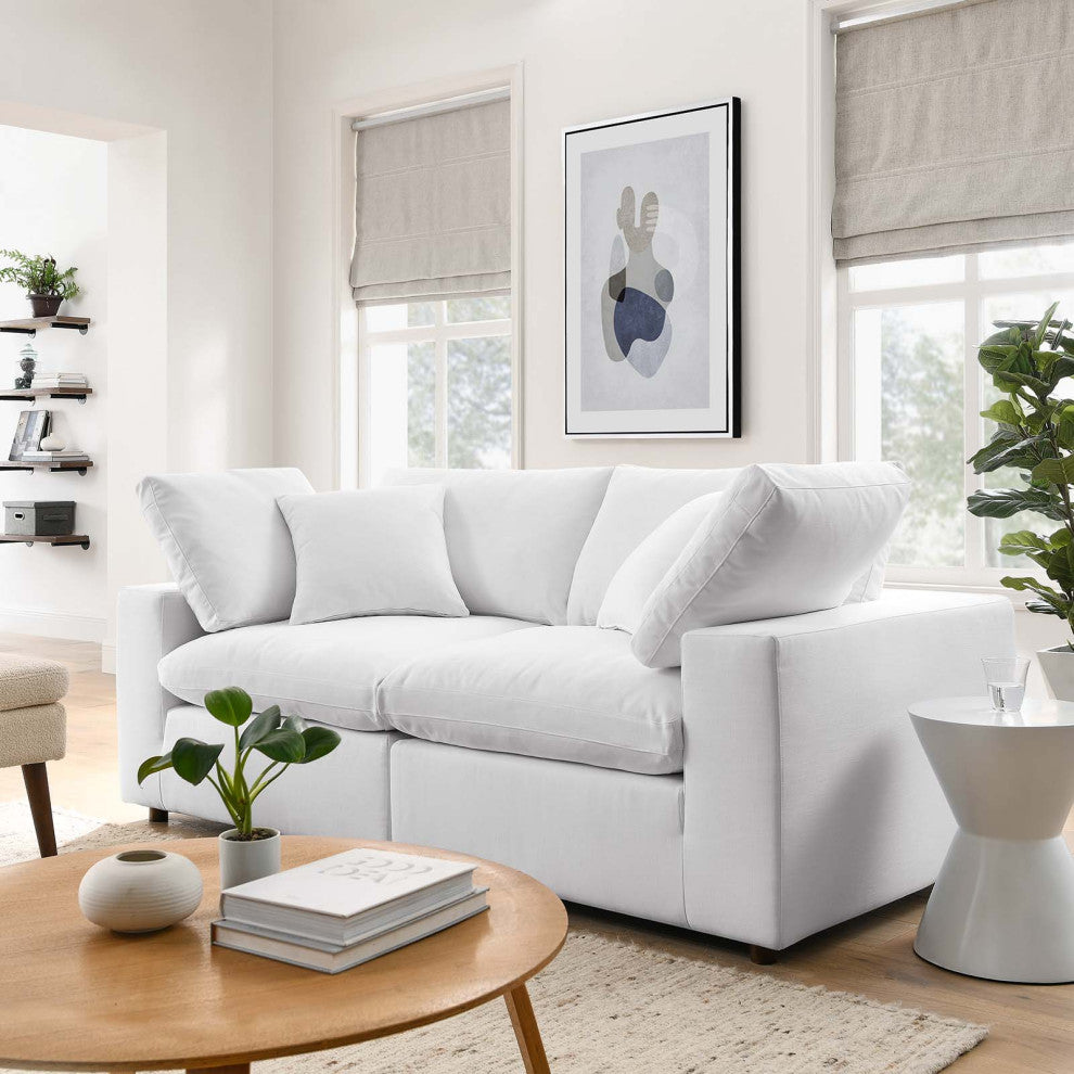 Commix Down Filled Overstuffed 2-Piece Sectional Sofa Set, Pure White