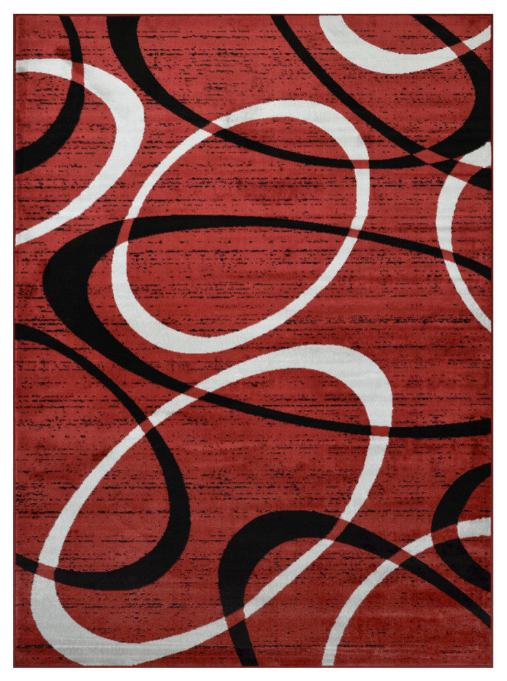 Modern Accent Rug, Scarlet Red, 9'8"x7'5"