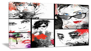"Beautiful Faces Collage" Portrait Digital Art Canvas Print