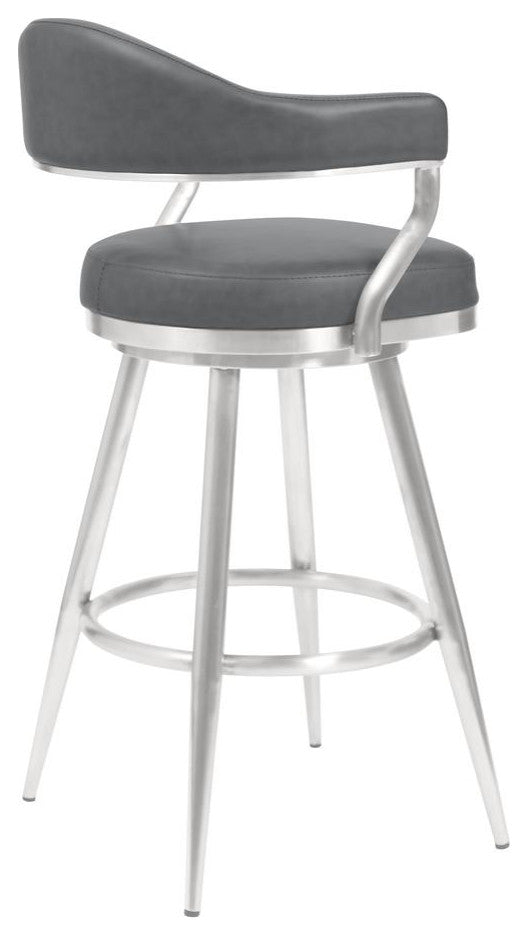 Amador 26 Counter Height Barstool in Brushed Stainless Steel and Vintage...