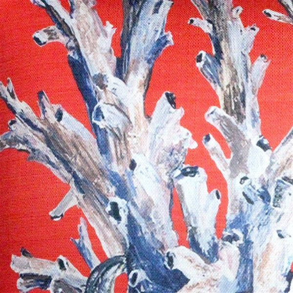 Tracy Upton Ocean Reef Coral on Red Throw Pillow, 20"x20"