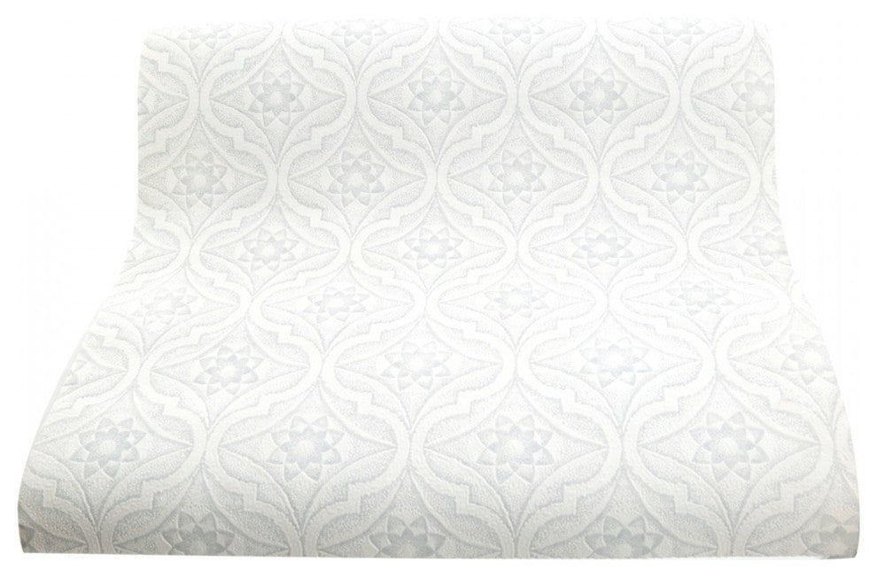 Wallpaper Blue/White Star Embossed Textured Vinyl |