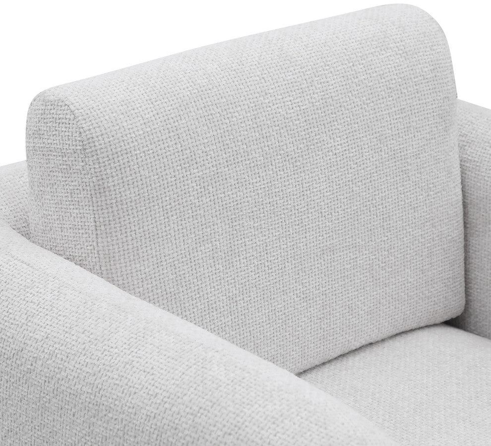 Alessandra Cream Chenille Fabric Swivel Accent Chair, Cream