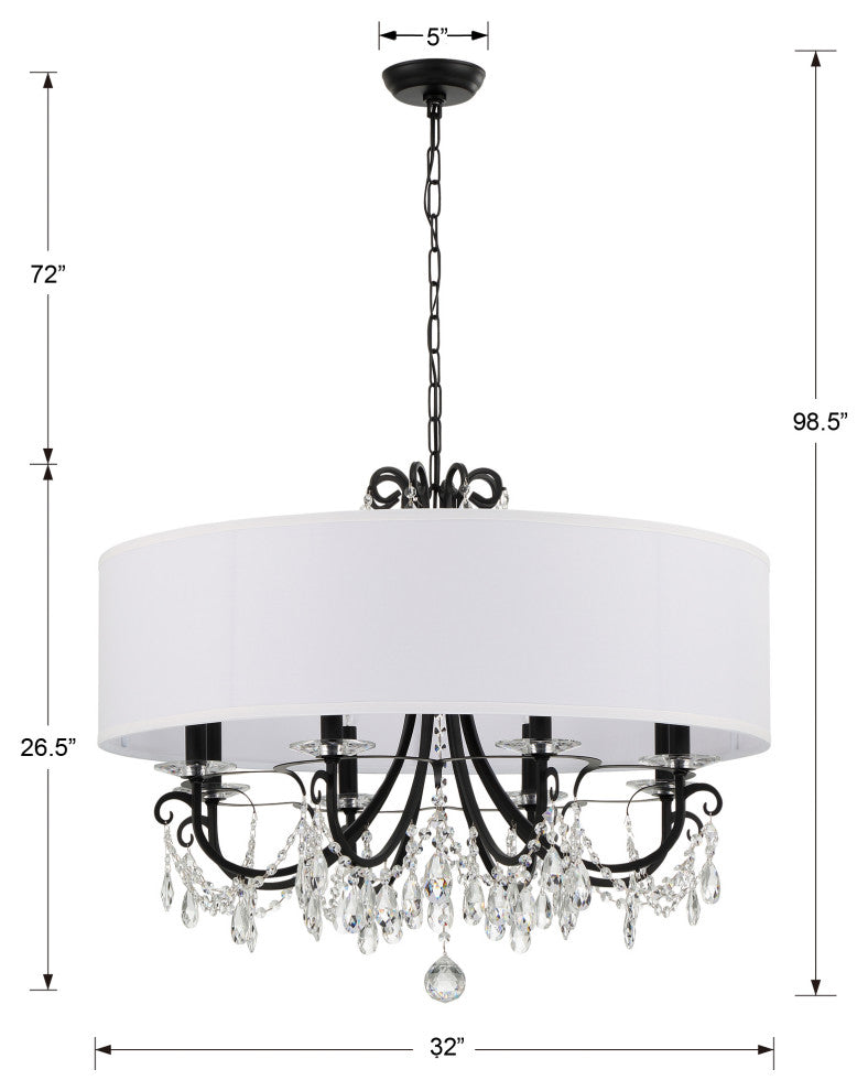 Othello 8 Light Matte Black Chandelier