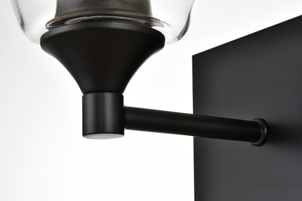 1 Light Black And Clear Bath Sconce