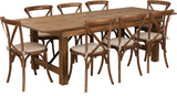 8'x40" Antique Rustic Folding Farm Table Set