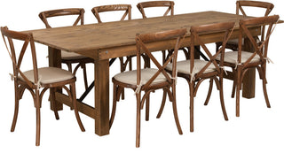 8'x40" Antique Rustic Folding Farm Table Set