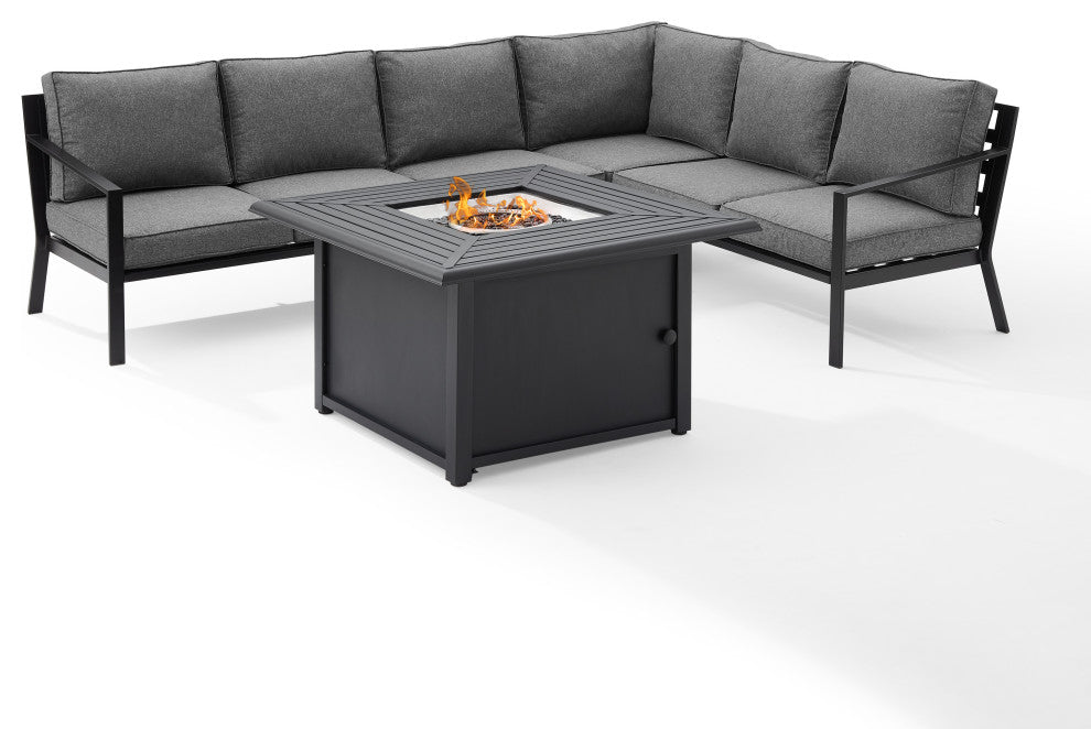 Clark 5Pc Outdoor Sectional Set With Fire Table