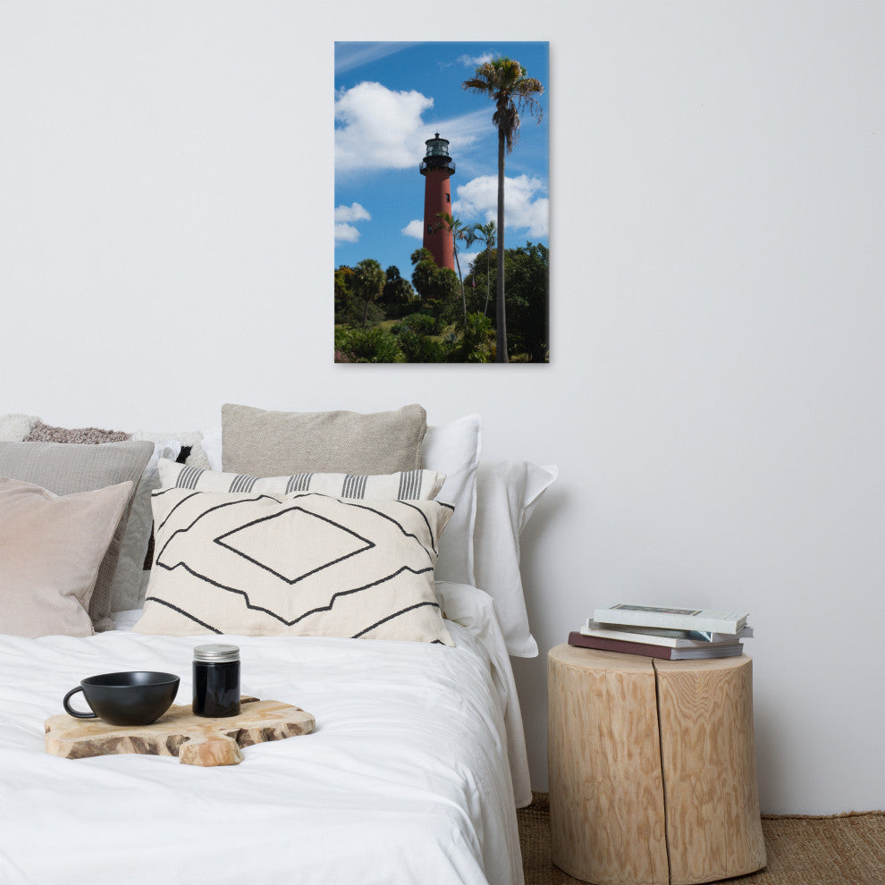 Jupiter Lighthouse Color Coastal Landscape Photo Canvas Wall Art Print, 24" X 36"