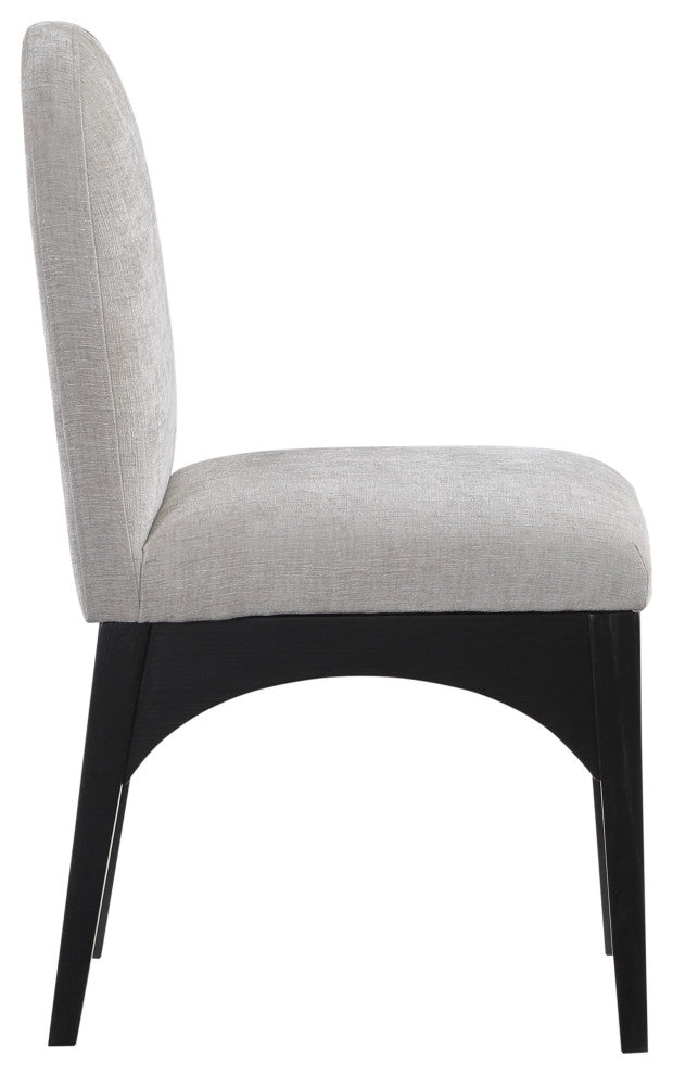 Waldorf Chenille Upholstered Dining Chair, Black, Chenille, Natural Finish, Grey, Side Chair, Chenille Fabric, Black Finish