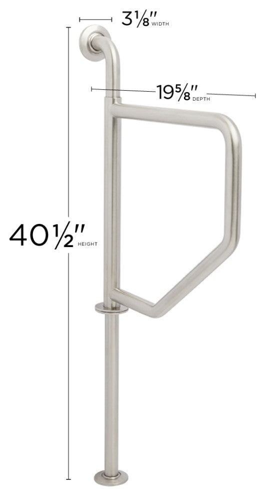 39" Wall-To-Floor Swing Away Grab Bar, Satin Stainless