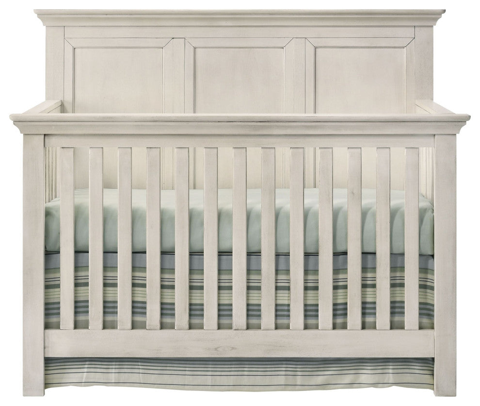 San Mateo 60"W Convertible Crib, Rustic Whtie
