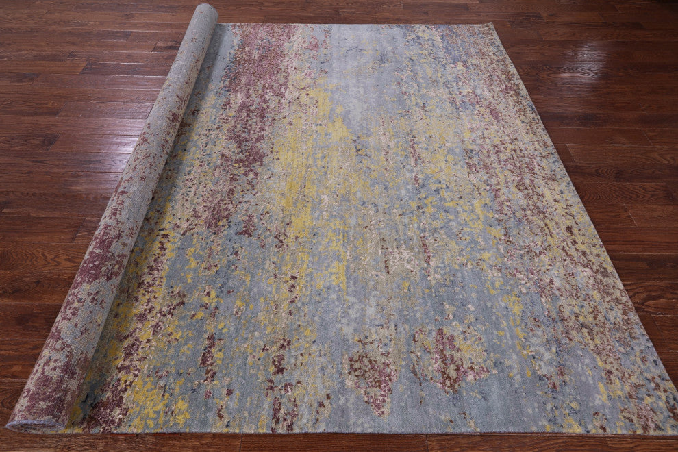 Abstract Hand Knotted Wool & Silk Rug 7' 11" X 10' 0" - Q14867
