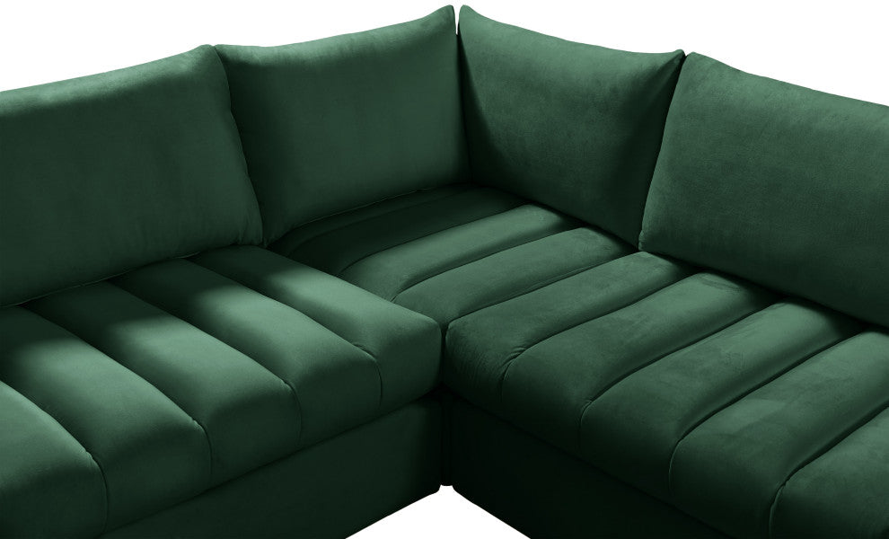 Jacob Velvet Upholstered 7-Piece U-Shaped Modular Sectional, Green