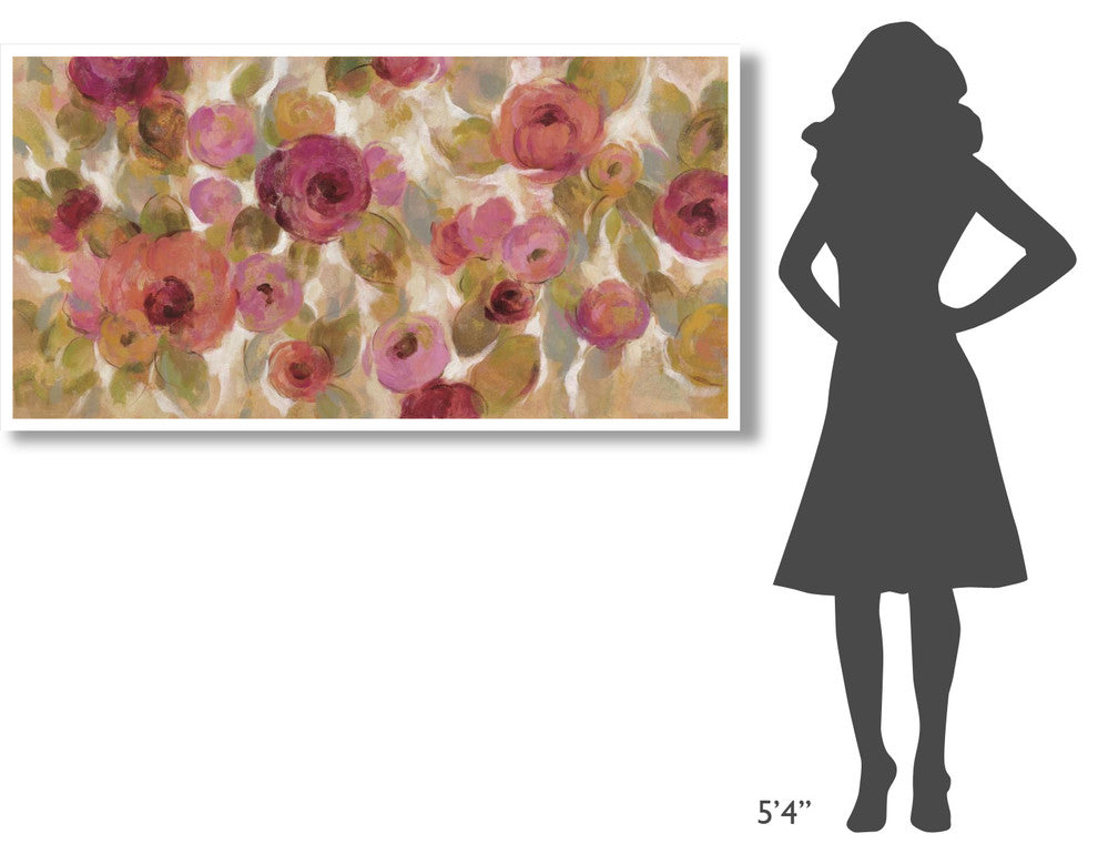 "Glorious Pink Floral I" Digital Paper Print by Silvia Vassileva, 62"x32"