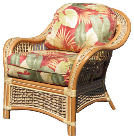 Islander Arm Chair in Natural, Astrid-Geranium Fabric