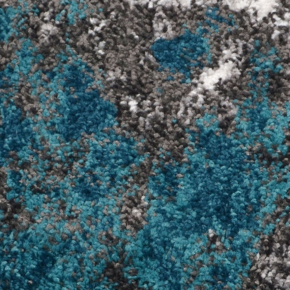 MACHINE MADE HEATSET POLYPROPYLENE AREA RUGS -Silver Ivory Color,Abstract Design, [Runner] 3'2''x10'