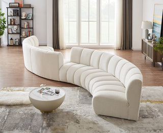 Infinity Boucle Fabric Upholstered 6-Piece S-Shaped Modular Sectional, Cream