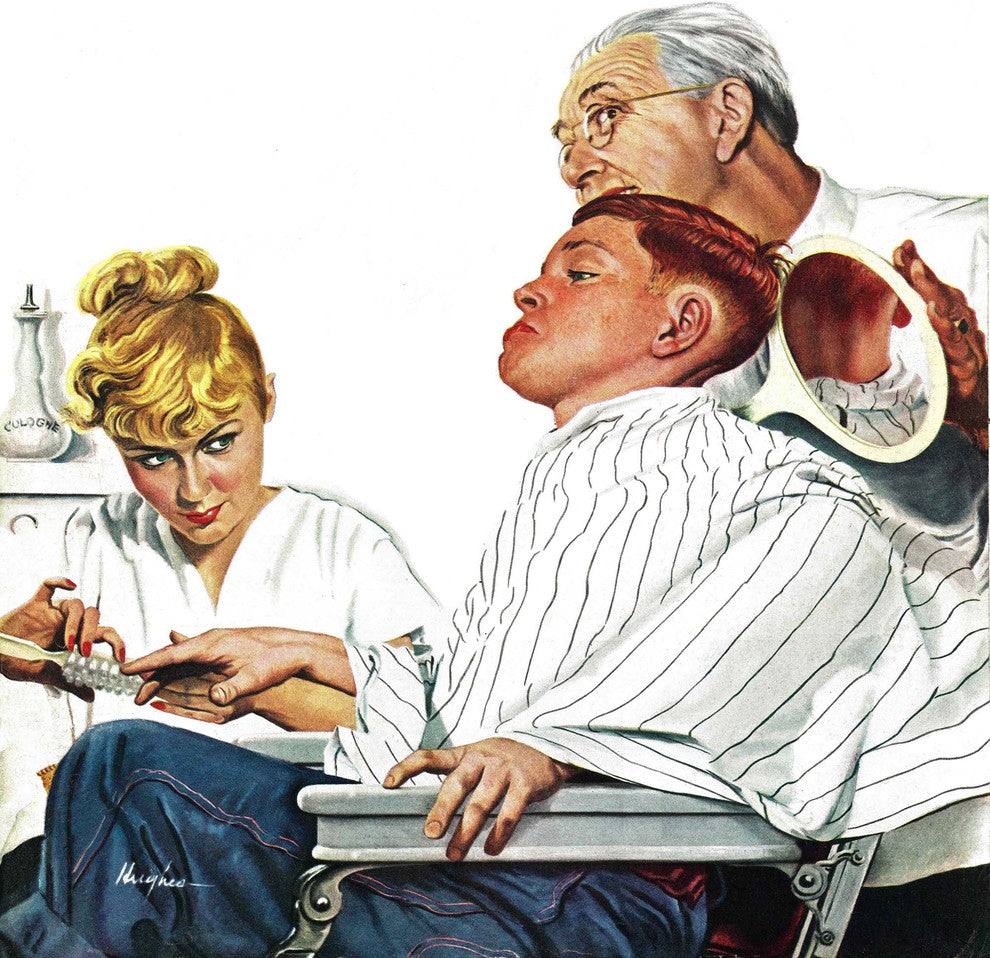 "Haircut and Manicure" Painting Print on Canvas by George Hughes