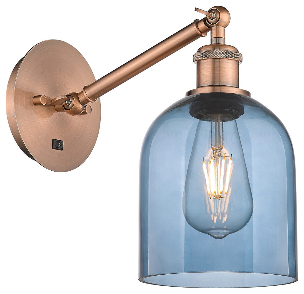 Ballston-Bella 1-Light 6" Sconce, Up/Down Arm, Antique Copper, Princess Blue