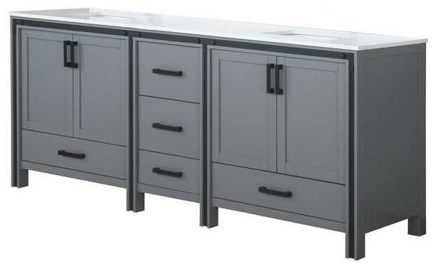 Ziva Transitional Dark Grey 84" Double Vanity, Cultured Marble Top