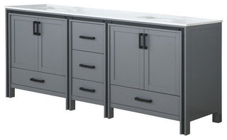 Ziva Transitional Dark Grey 84" Double Vanity, Cultured Marble Top