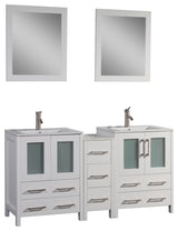 Vanity Art Vanity Set With Ceramic Top, 60", White, Standard Mirror