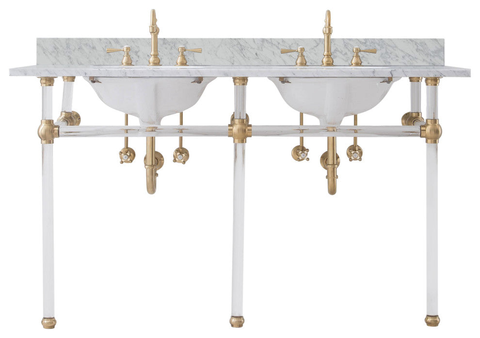 Empire 60" Wide Double Wash Stand Only, Satin Brass