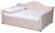 Luanna Light Pink Velvet Fabric Upholstered and Button Tufted Queen Daybed
