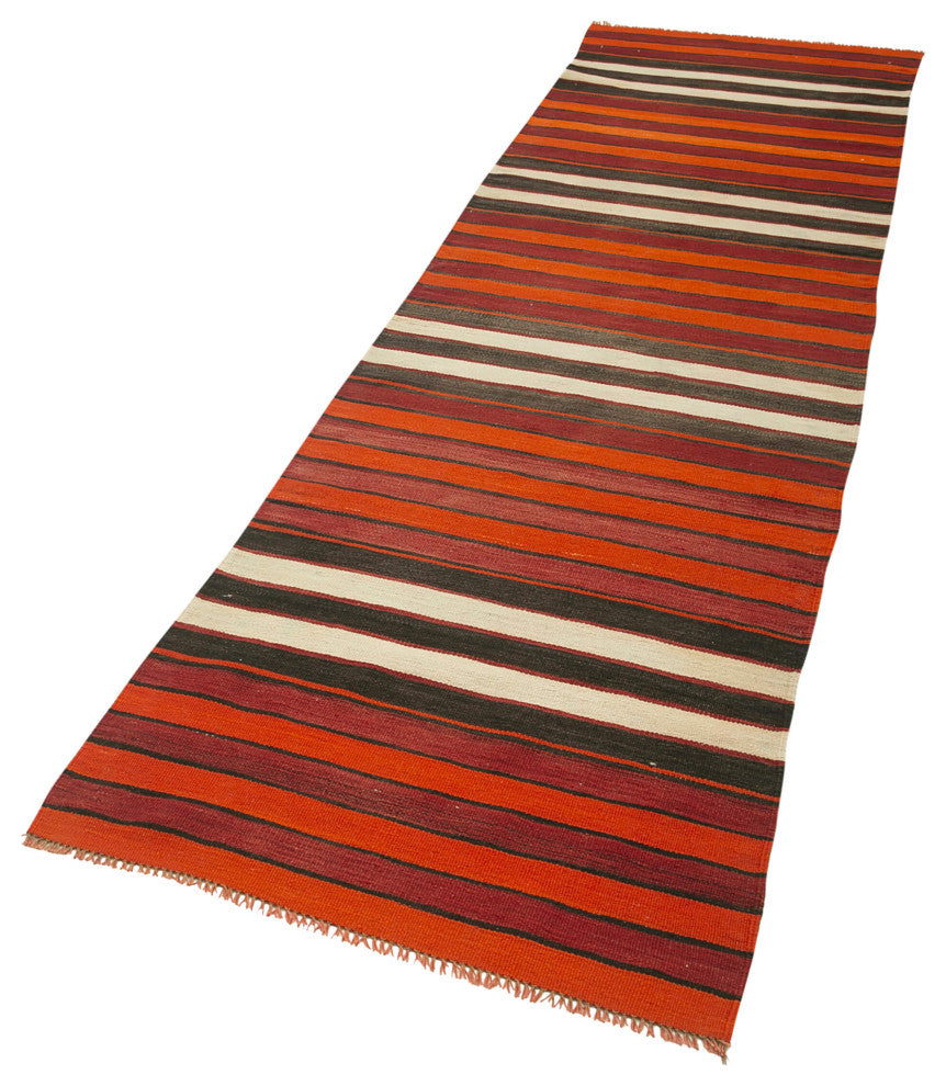 Rug N Carpet - Handwoven Oriental 2' 8" x 10' 9" Rustic Runner Kilim Rug