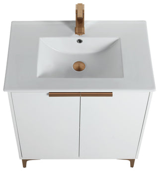 Wilmington Bath Vanity, White Matte, 30 Inch, Rose Gold Hardware