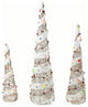 Gold Rattan Candy Cone Tree Christmas Decorations, 3-Piece Set