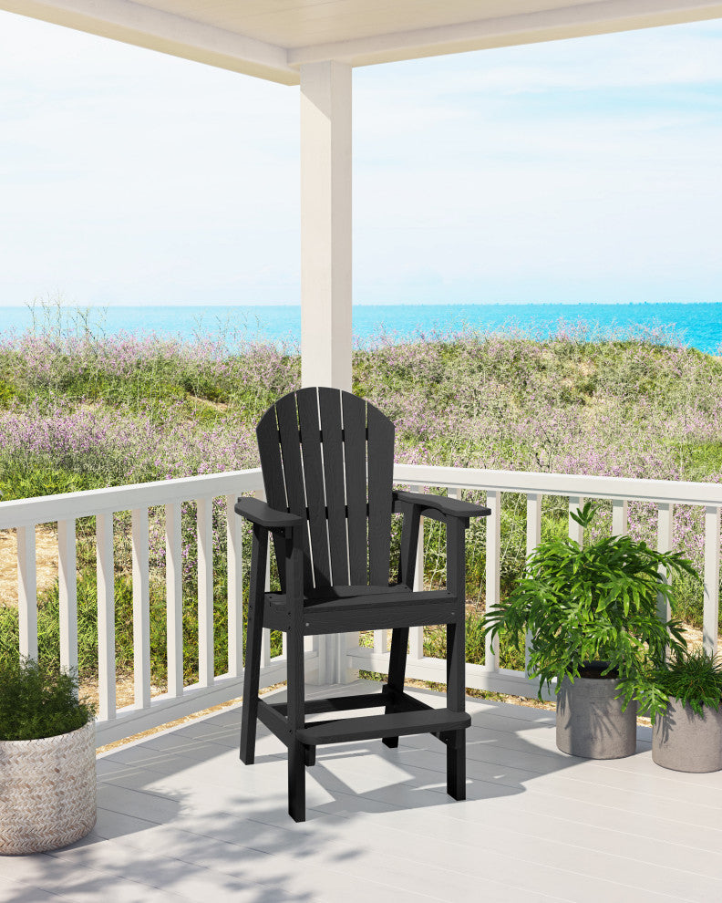 Rustic Adirondack Chairs Outdoor BarStools with Hight Back Design, Black