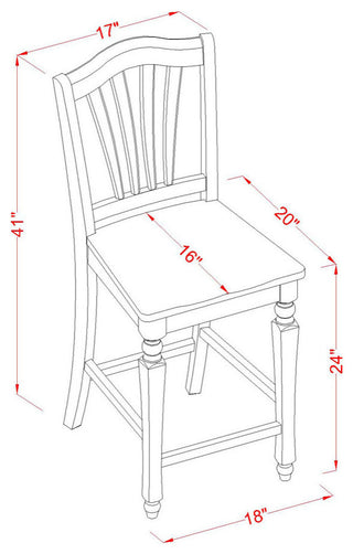 Edch5-Blk-W 5 Pc Counter Height Pub Set -Pub Table And 4 Bar Stools