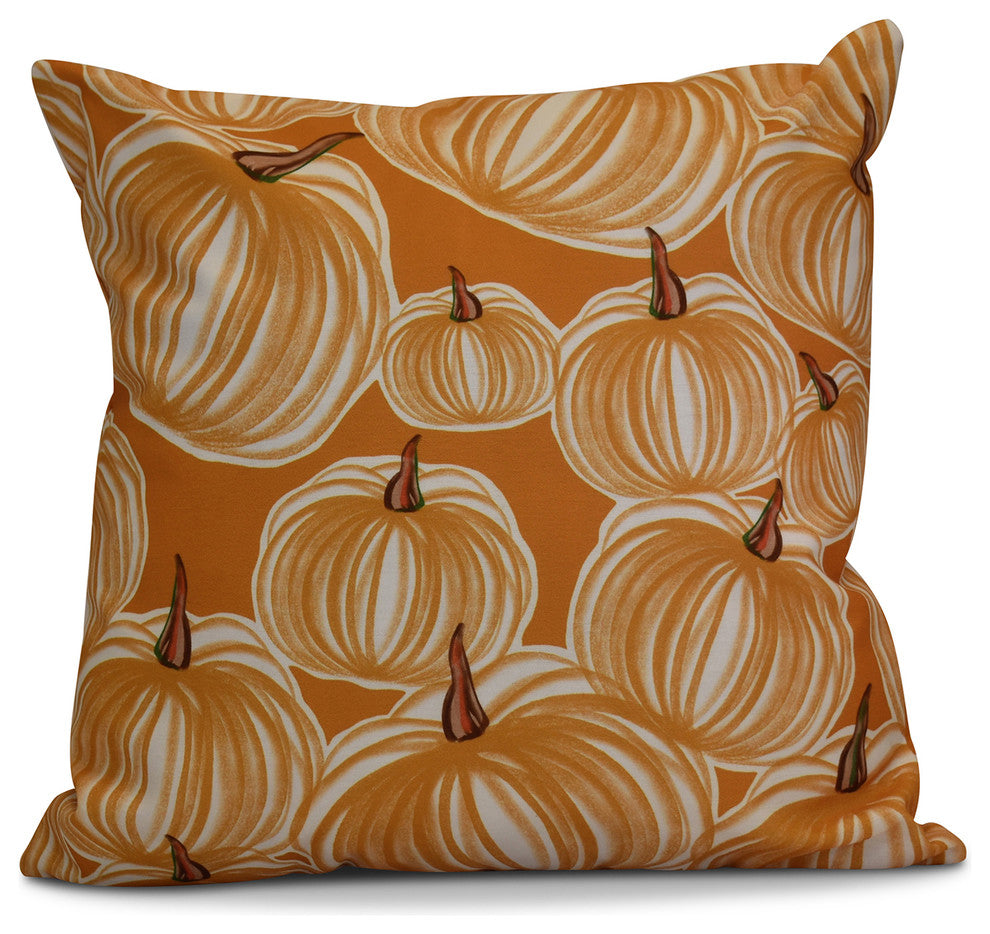 Pumpkins-A-Plenty Geometric Print Pillow, Gold, 18"x18"