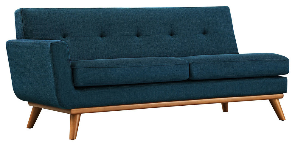 Modern Contemporary Left-Arm Loveseat , Navy, Fabric