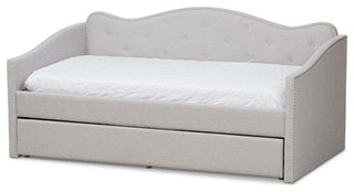 Helena Fabric Daybed With Trundle, Grayish Beige