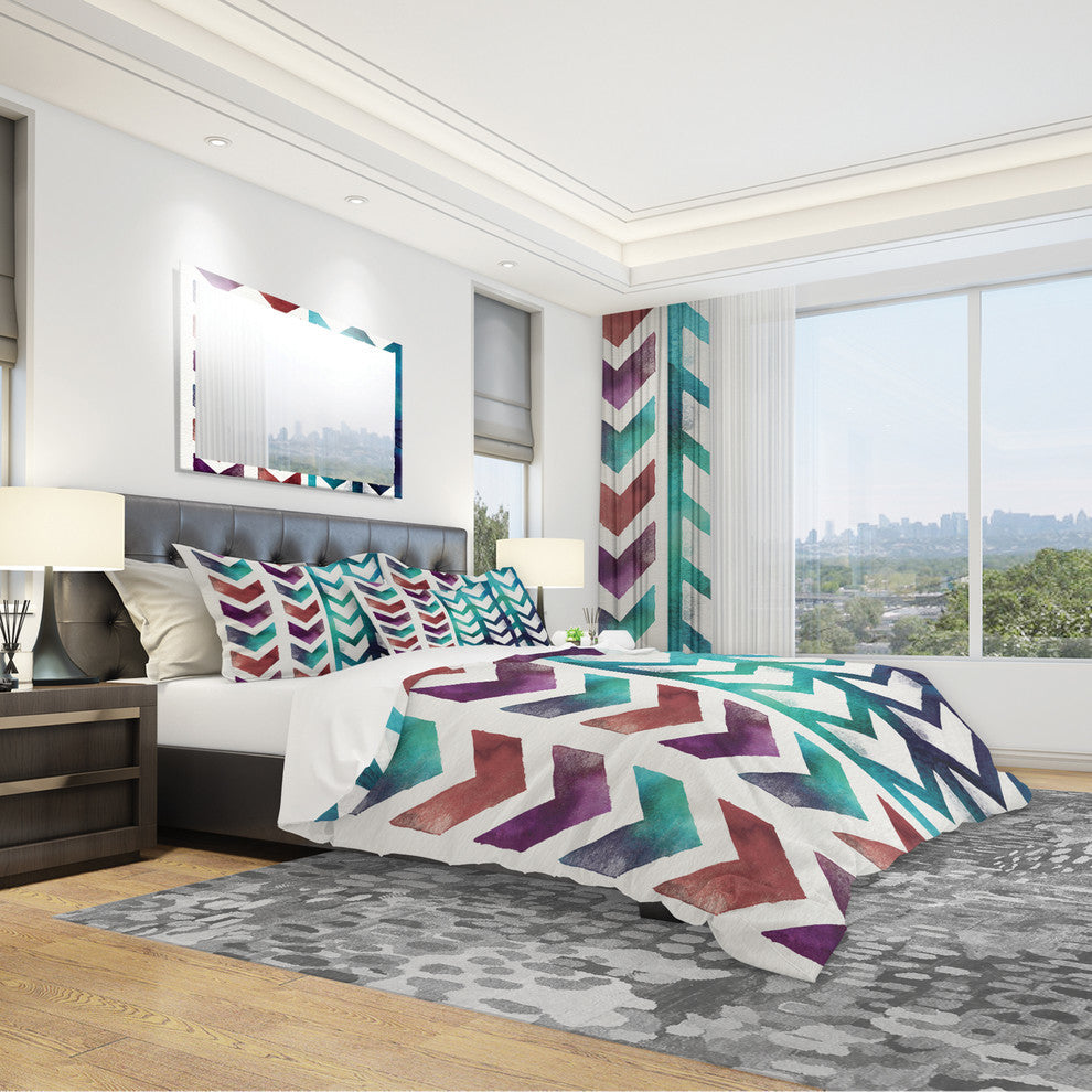 Pattern of Red and Blue Arrows Duvet Cover Set, Twin