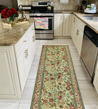 Pak-Persian Elianne Ivory /Light Green Runner, 2'8x9'11
