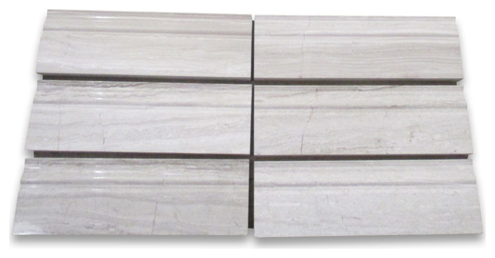 Athens Silver Cream Marble Haisa Light Baseboard Crown Molding 4x12, 1 piece