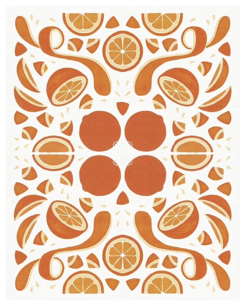 "Retro Orange Otomi" Digital Paper Print by Elyse DeNeige, 18"x22"