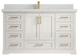 Boston 60" Single Bathroom Vanity in Alabaster 2" Carrara Quartz