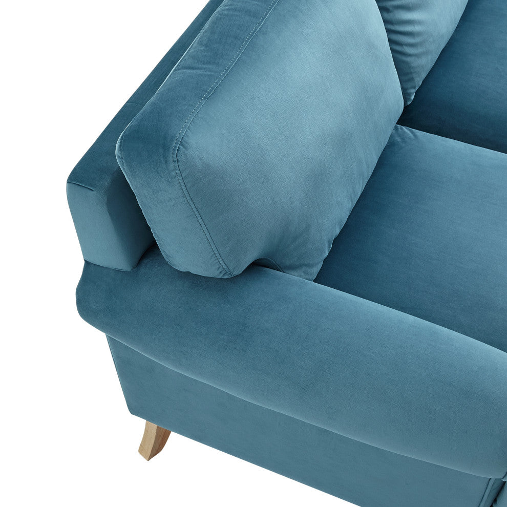 Rustic Manor Darnell Sofa Upholstered, Velvet/Linen, Teal/Velvet