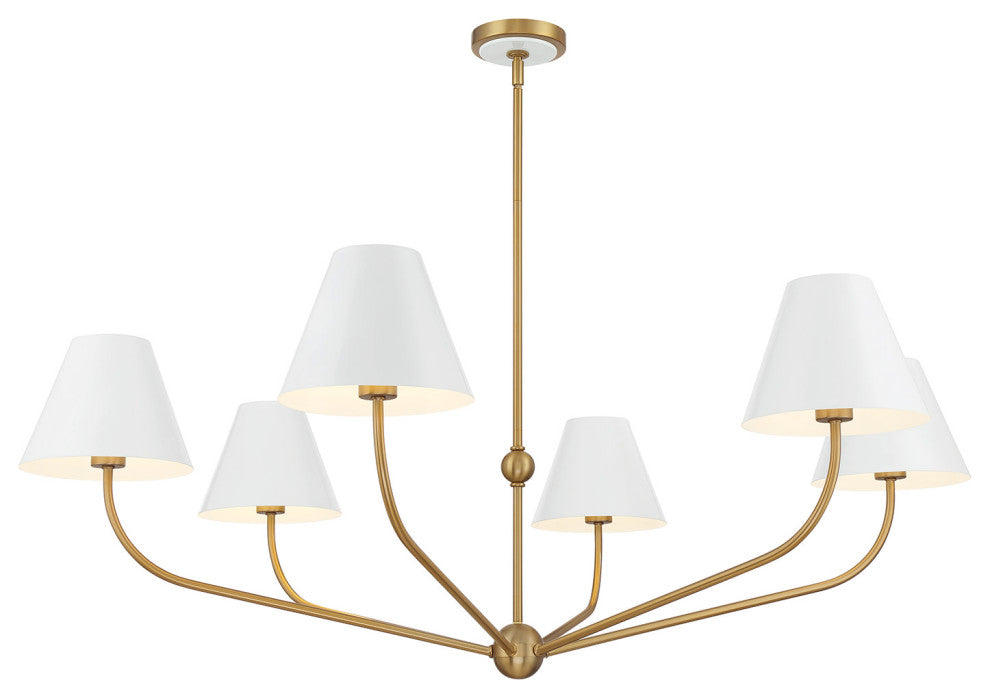 Crystorama Lighting Group XAV-B9319 Xavier 6 Light 48"W - Vibrant Gold / White