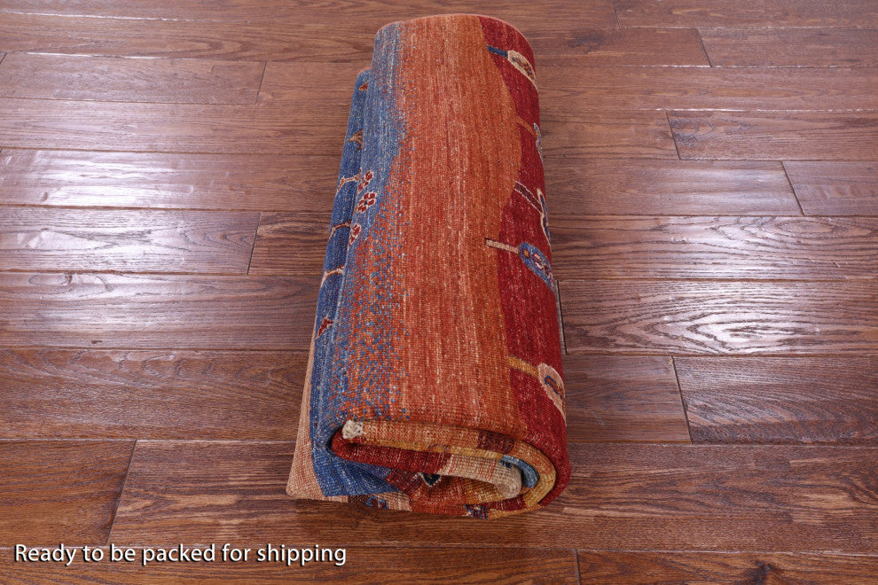 Persian Gabbeh Tribal Handmade Wool Rug 5' 0" X 6' 7" - Q12294