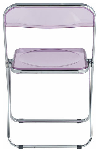 LeisureMod Lawrence 7-Piece Dining Set With Folding Chairs and Table, Magenta