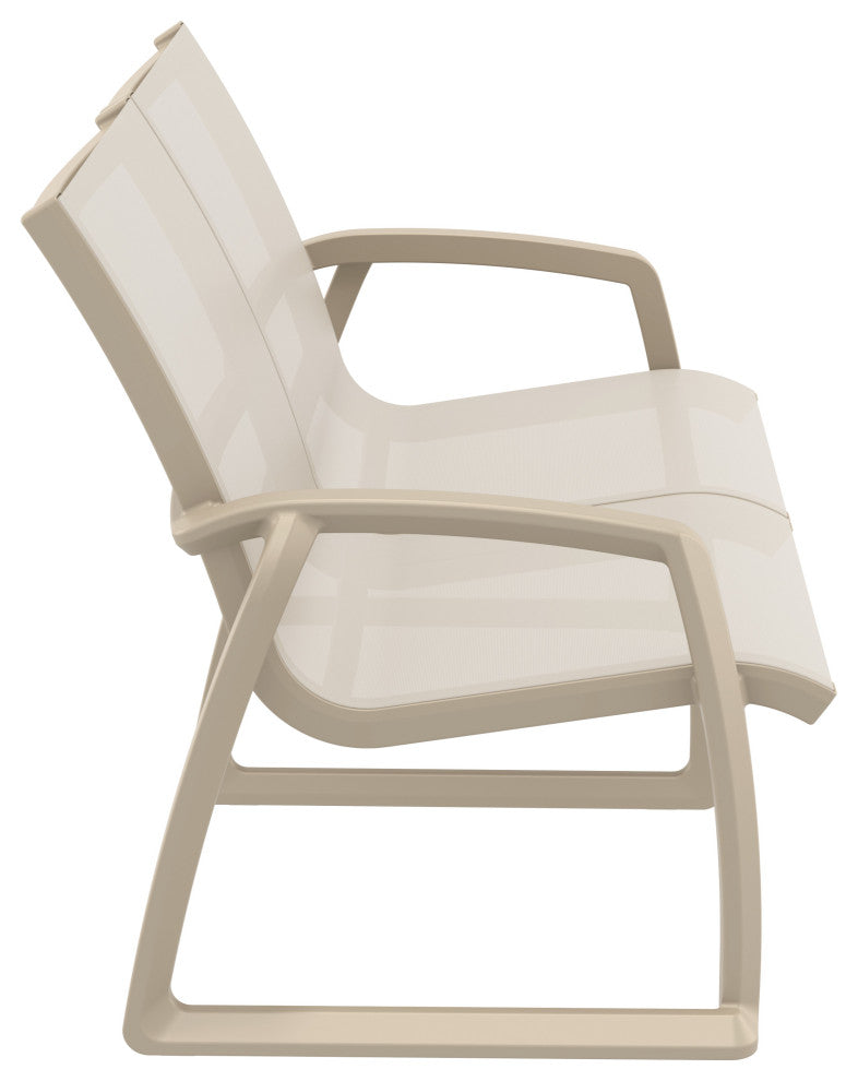 Pacific LoveSeat With Arms Frame Sling, Taupe