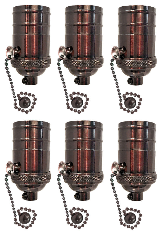 Royal Designs, Inc. Vintage Pull Chain Lamp Socket, Oil Rubbed Bronze, Set of 6