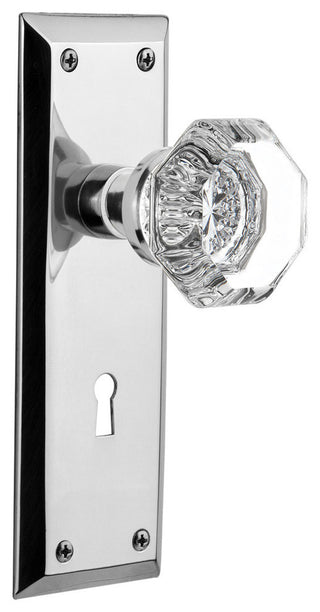 New York Plate Privacy Waldorf Knob, Bright Chrome